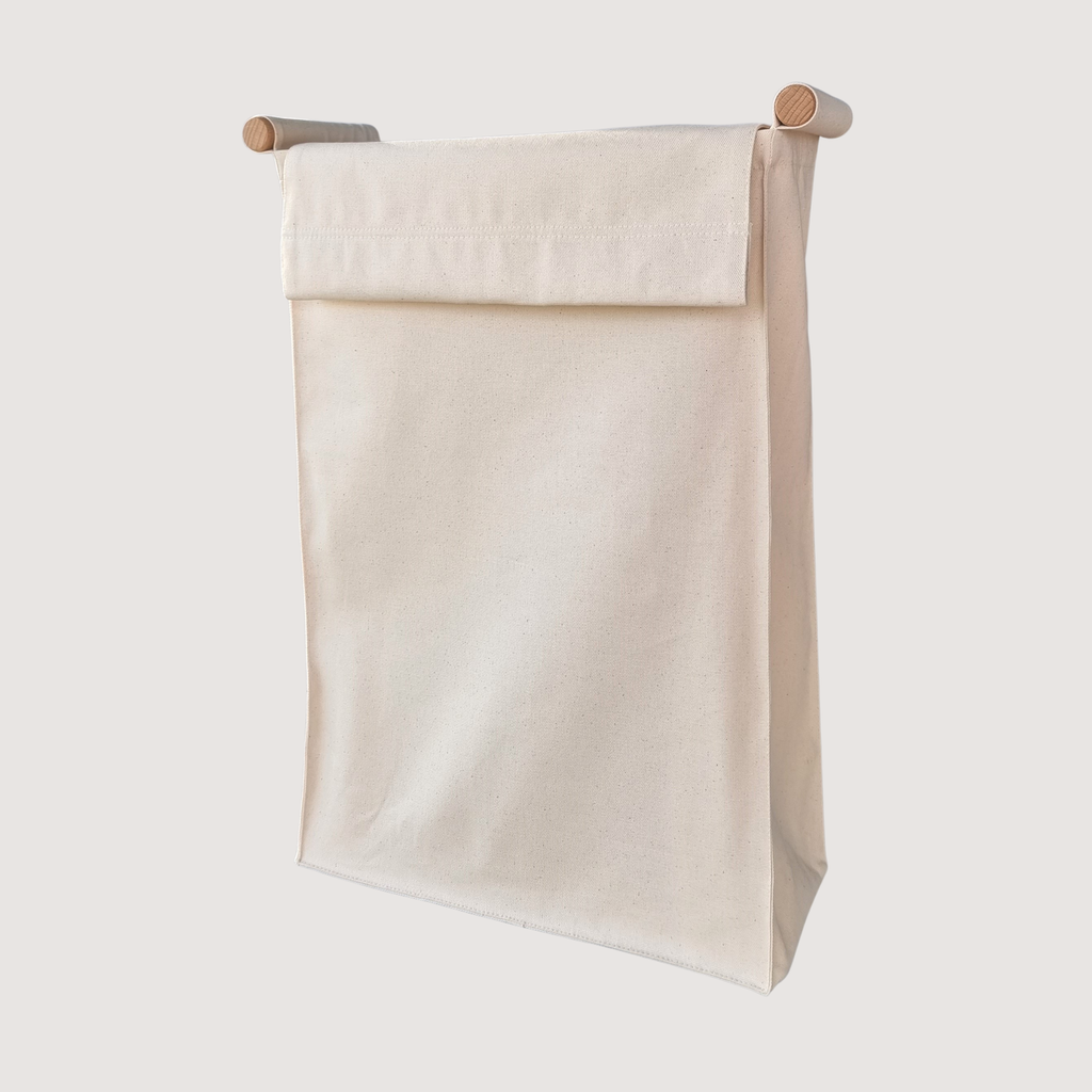 Wall Hanging Laundry Basket With Poles, With Lid - Cotton