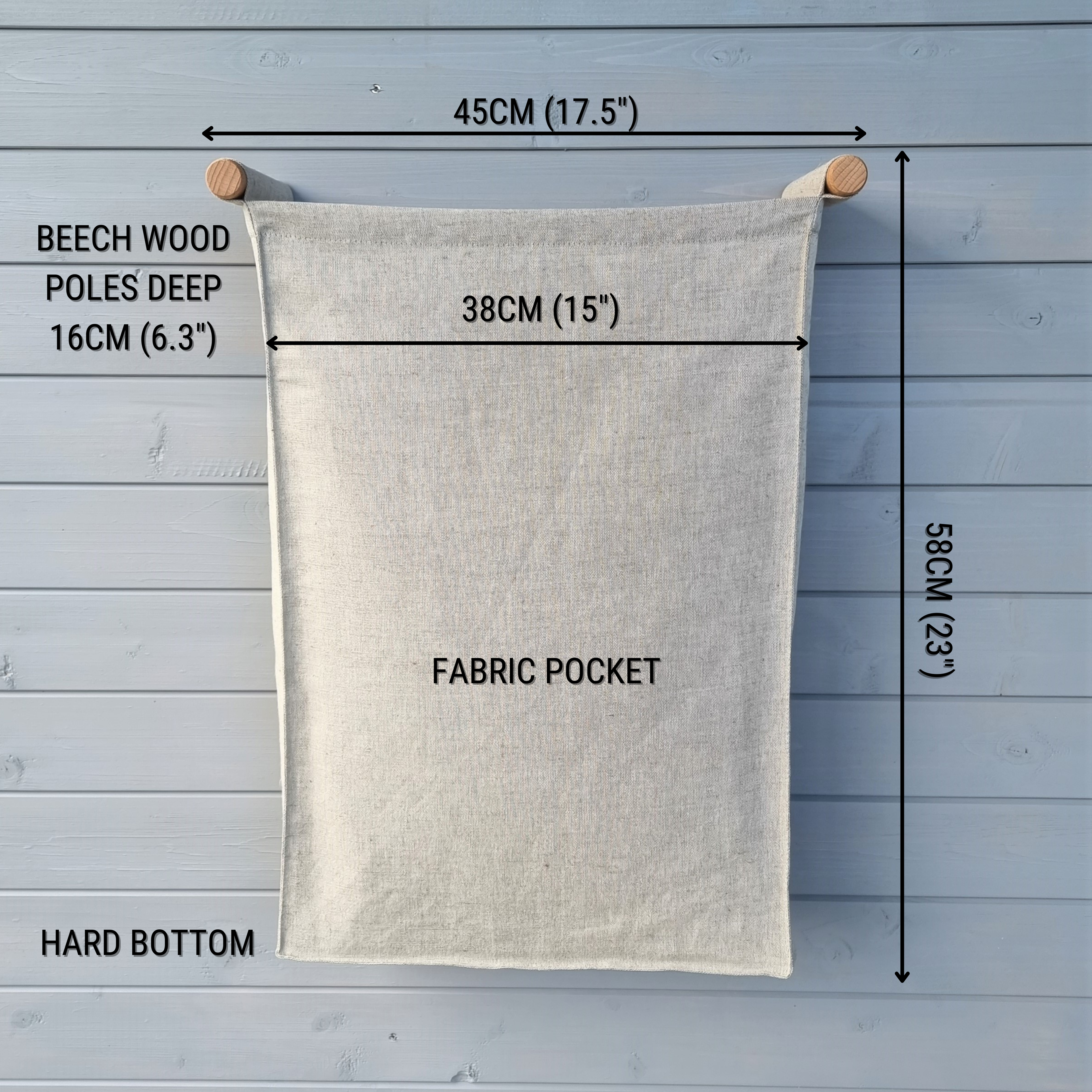 Wall Hanging Laundry Basket With Poles With Lid - Linen