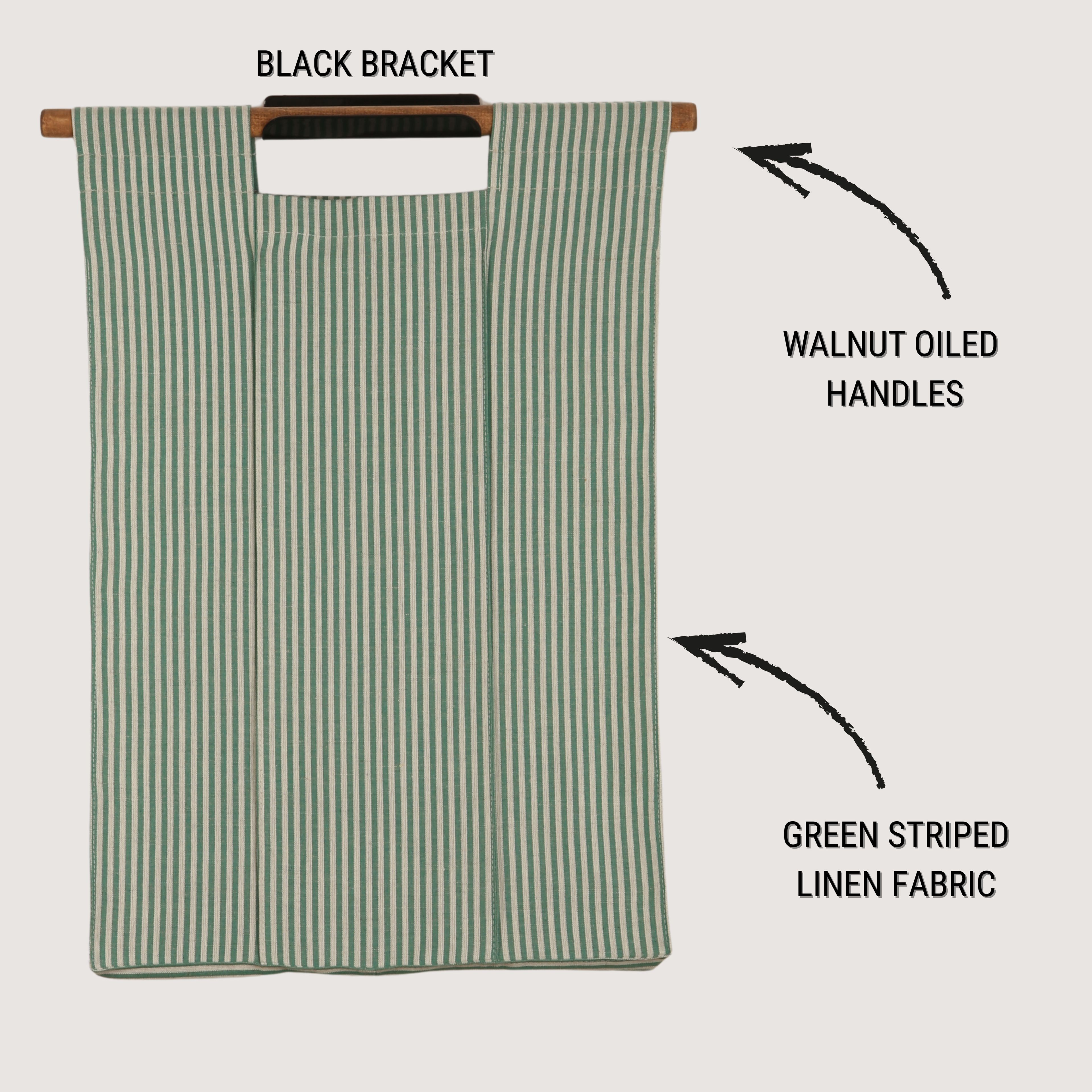 Wall Hanging Laundry Basket -  Linen Striped