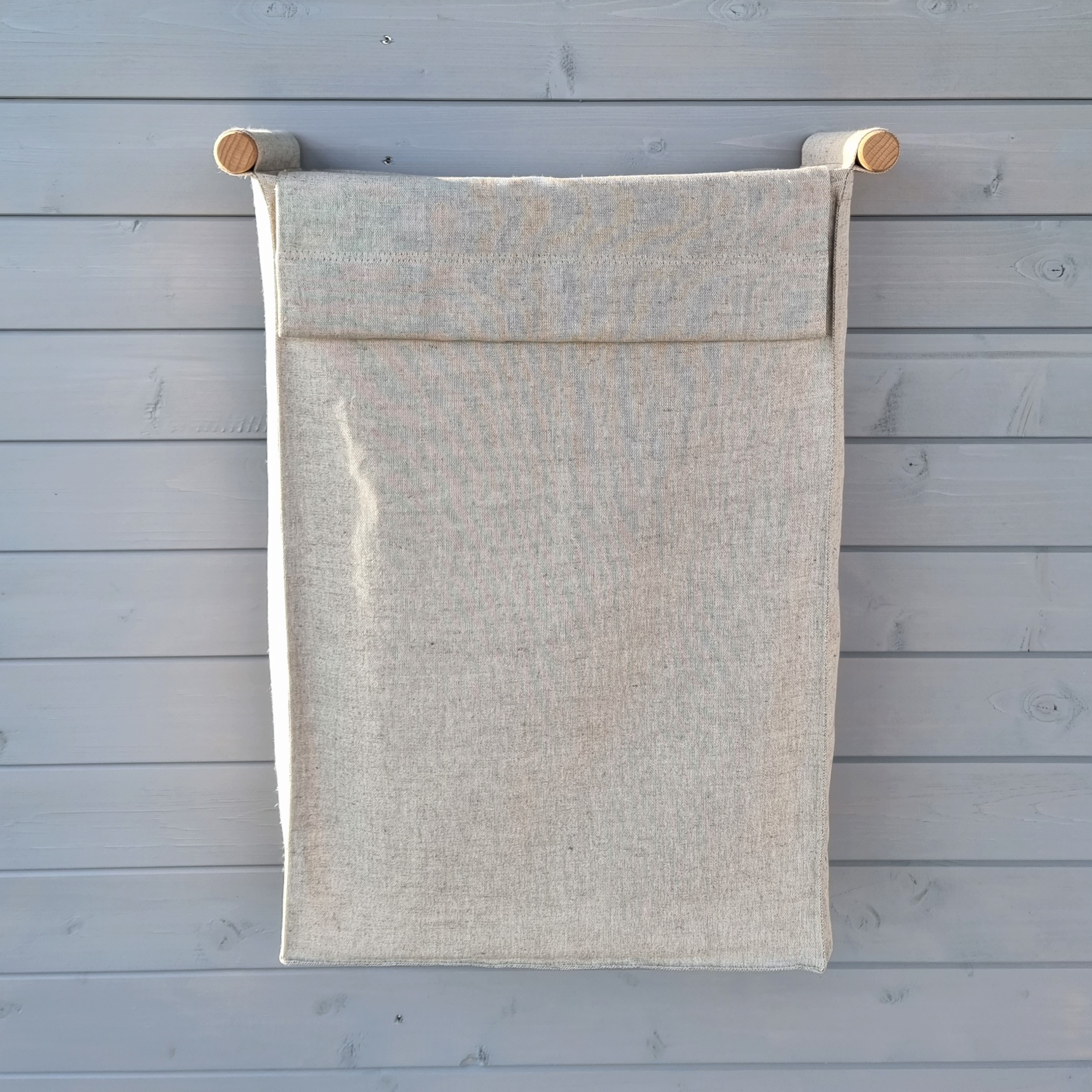 Wall Hanging Laundry Basket With Poles With Lid - Linen