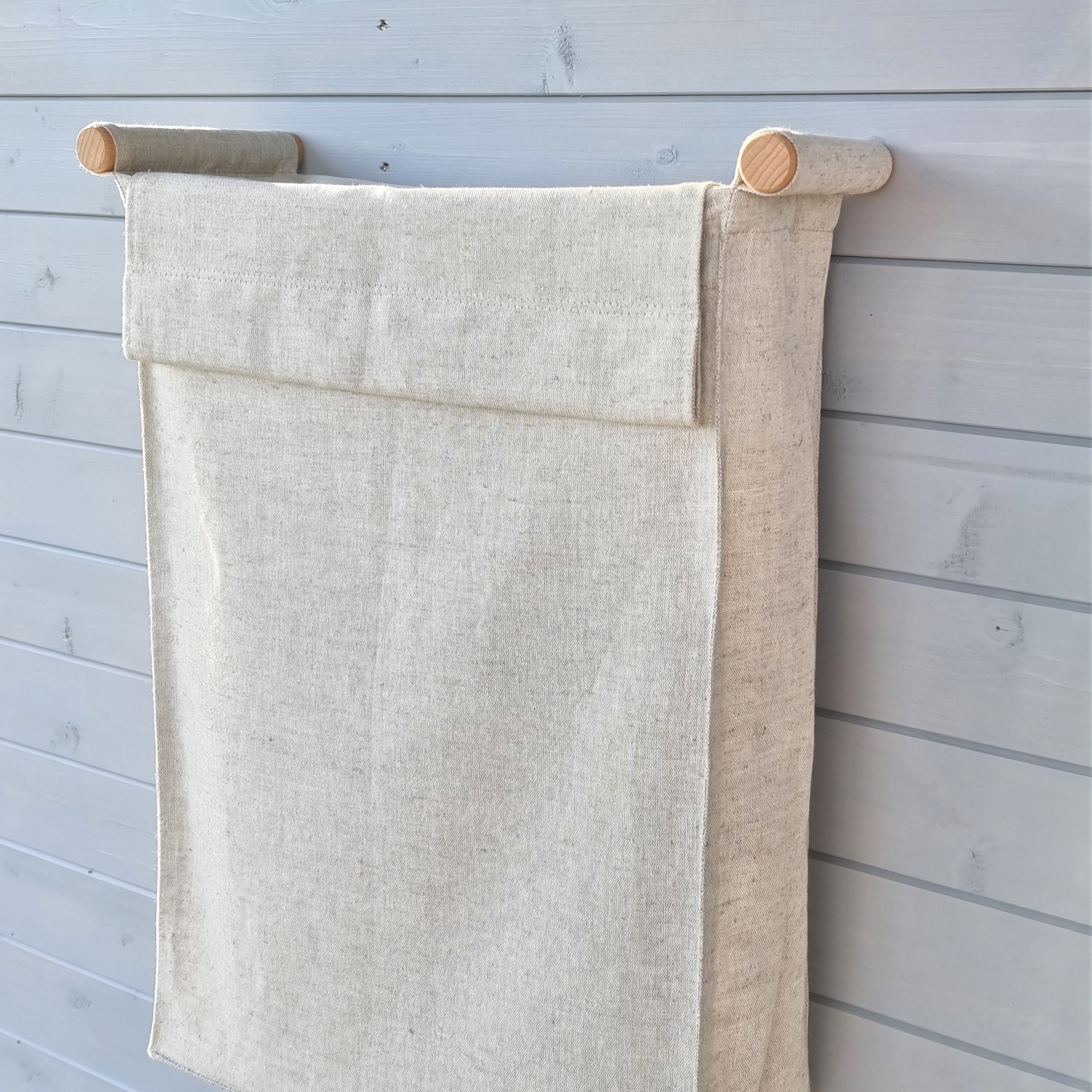 Wall Hanging Laundry Basket With Poles With Lid - Linen
