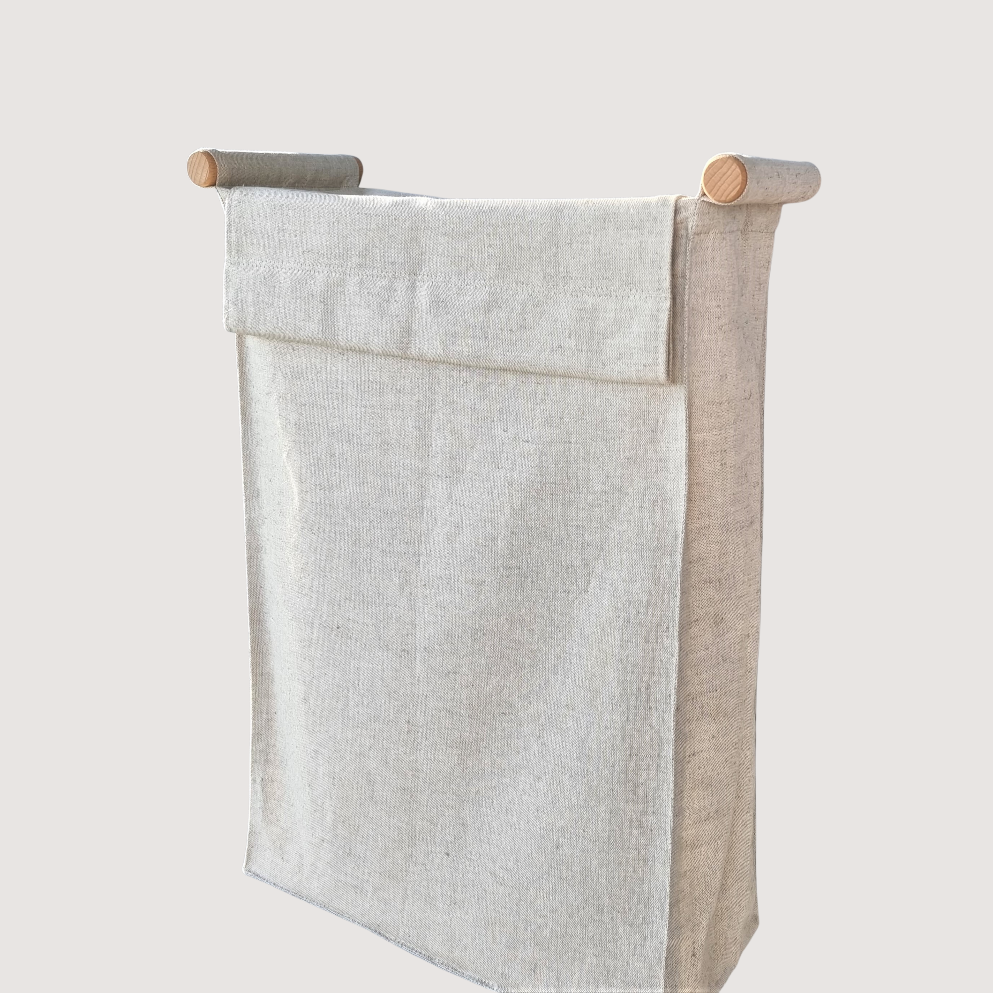 Wall Hanging Laundry Basket With Poles With Lid - Linen