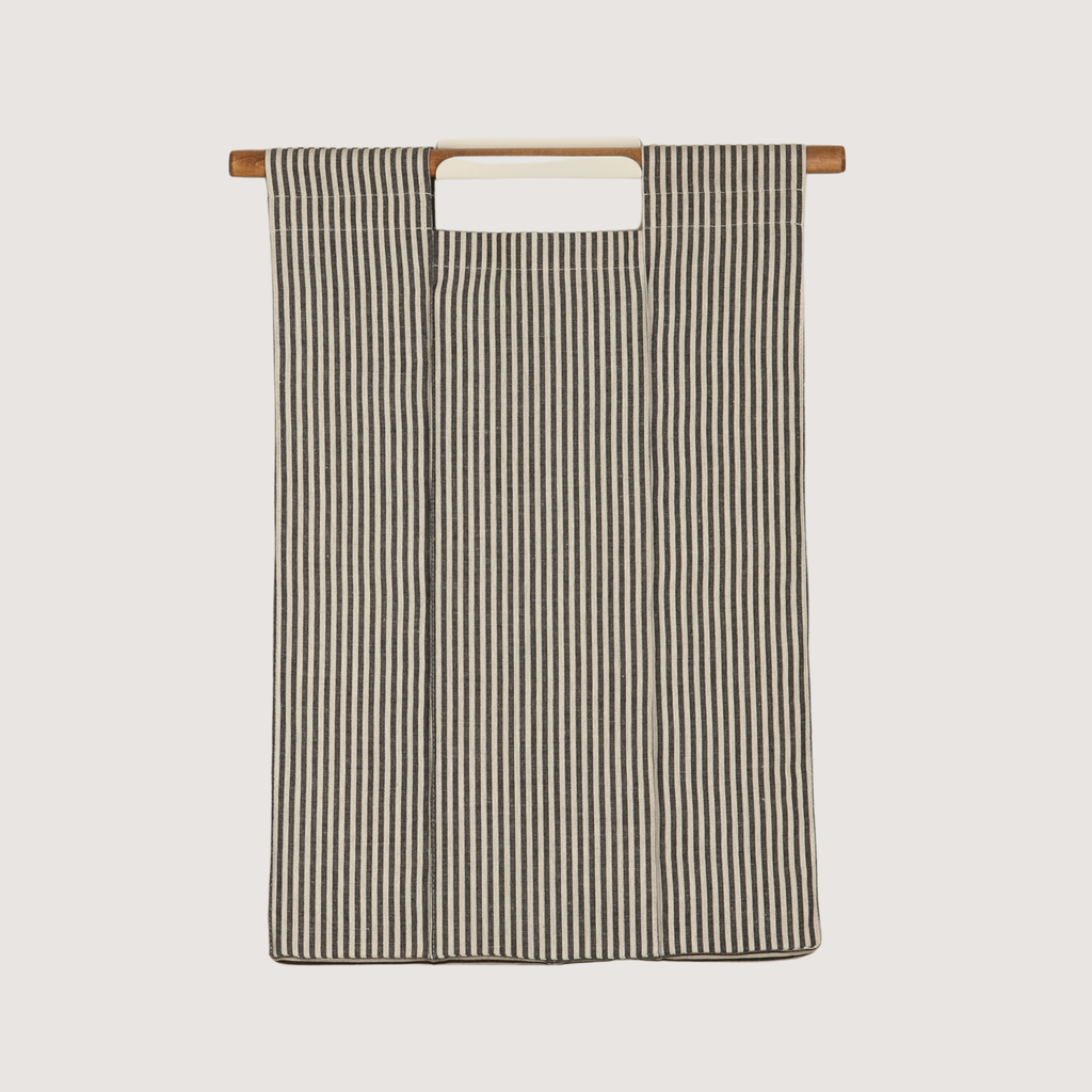 Wall Hanging Laundry Basket -  Linen Striped