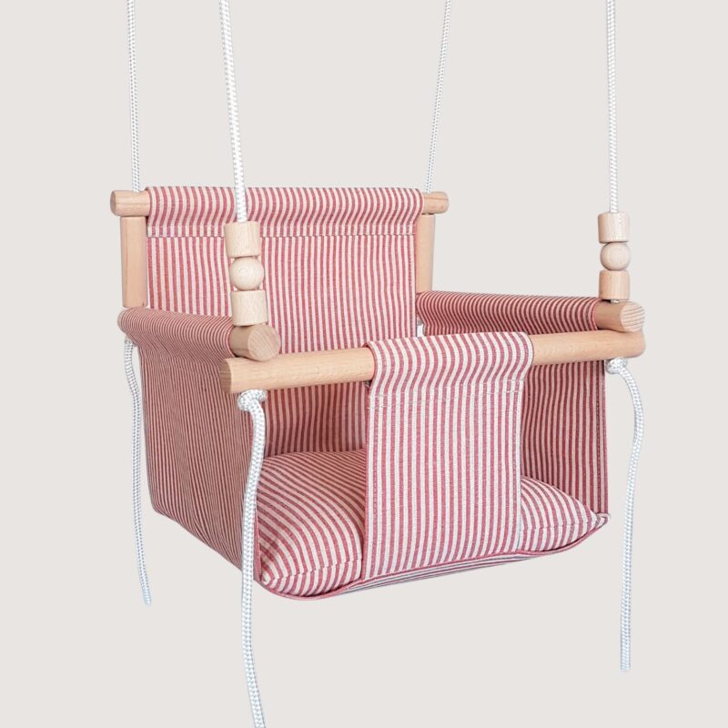 Linen striped baby swing for garden
