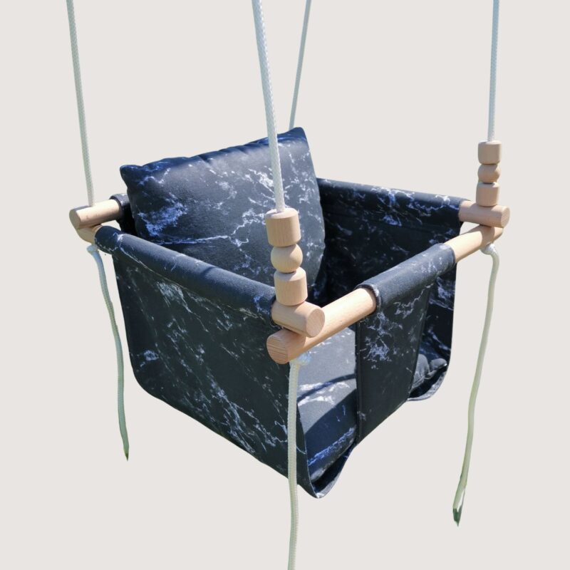 Indoor baby swing with natural beech wood poles