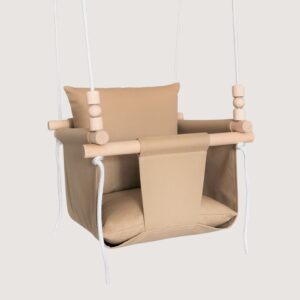 Natural wood baby swing for indoor use