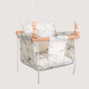 Baby swing with natural beech wood frame