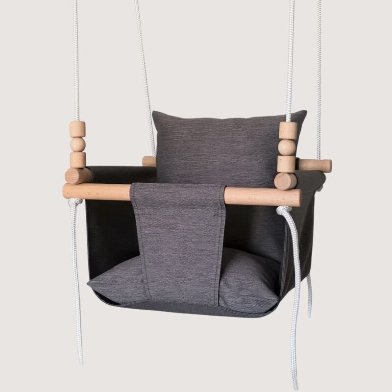 low back swing polyester Hanging swing for outdoor use with waterproof pillows and wooden frame