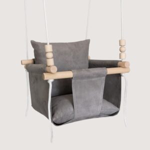 Baby swing with natural beech wood frame